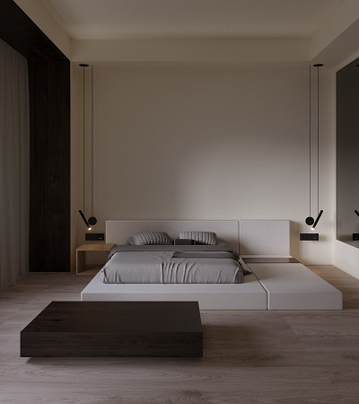 Minimalist bedroom 3d coronarender design graphic design illustration interior