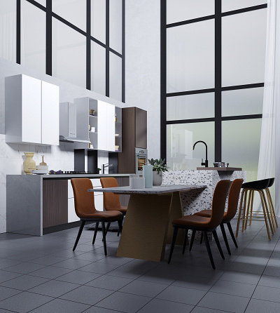 Loft Kitchen 3d 3dsmax coronarender design graphic design illustration interior