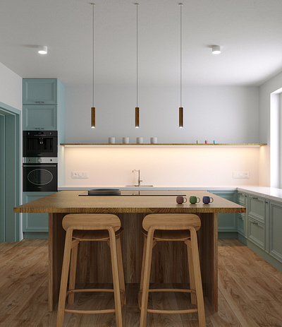 Blue Kitchen 3d 3dsmax coronarender design graphic design illustration interior