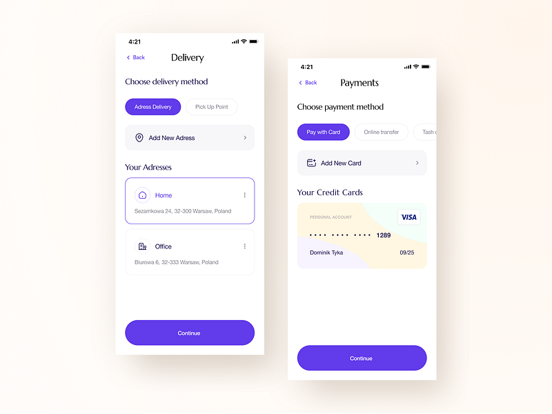 Delivery & Payment - Daniel Wellington Concept app addcard address app application card checkout delivery design ecommerce form ios mobile app payment selector shop store ui ui design ux vibrant