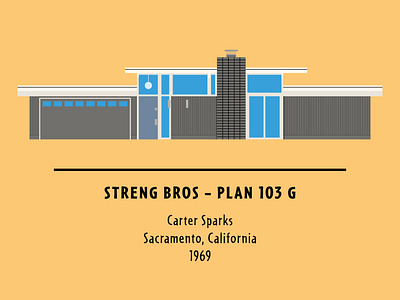 Streng Bros - Plan 103 G - MOD-icon adobe illustrator architecture house drawing icon design mid century modern minimalist design minimalist illustration mod architecture modicon sacramento streng home vector art vector illustration