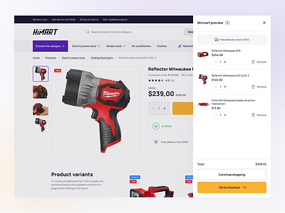 Minicart - Himart ecommerce store cart checkout design ecommerce flat gotocheckout minicart modal modern payment popup product products shop store ui ui design uidesign ux vibrant