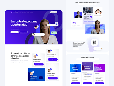 Landing UI app card clean cv design empleo flat ia layout plan promo ui ux web