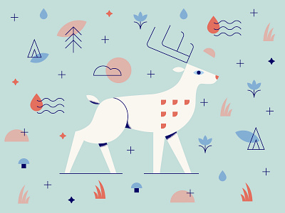 We Move to Heal: Deer Nature Guide animal art branding clean concept deer element flat graphic design icon icons illustration minimal vector water