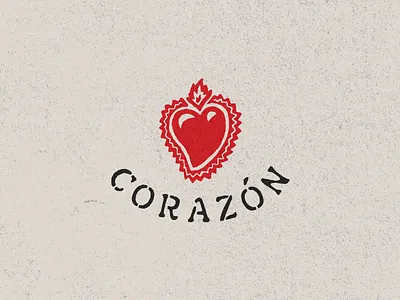 Corazón Logo branding design distressed graphic design grunge hand lettering heart illustration lettering logo mexican mexico printed red restaurant vector vintage