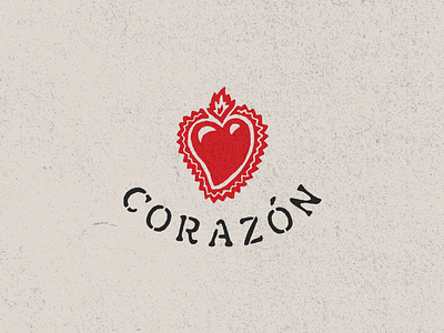 Corazón Logo branding design distressed graphic design grunge hand lettering heart illustration lettering logo mexican mexico printed red restaurant vector vintage