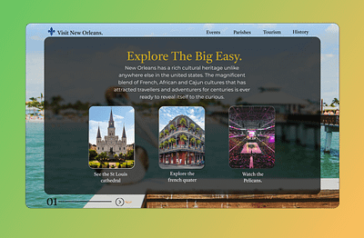 Visit The Big Easy landing page tourism ui