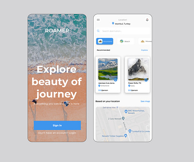 Roamer Booking app app design booking app figma graphic design ui