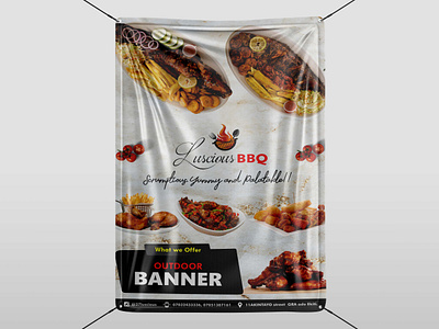 Floating Banner (BBQ). banner graphic design mockup packaging print design sticker