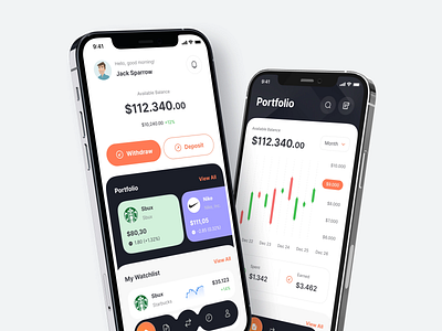 Moneyvest - Portfolio App app design mobile product design ui ux