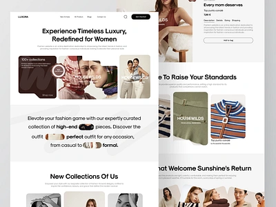 LUXORA - Fashion Landing Page apparel brand catalogue clean clothes clothing website ecommerce fashion web landing page market marketplace modern online shop shirt store style ui design web design website website design