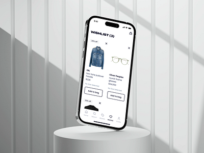 Luxury Fashion E-commerce App app design favorite list graphic design kit mobile mockup uiux wishlist
