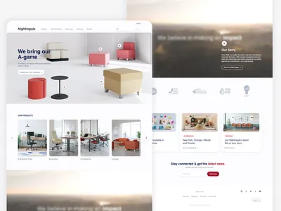 Nightingale Website Redesign (UX/UI) animation branding case study chairs company digital furniture product redesign ui ux website
