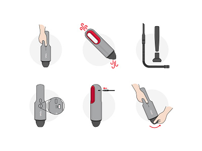 Vacu Instruction Illustrations household equipment icon iconography illustration ui ux vacuum cleaner