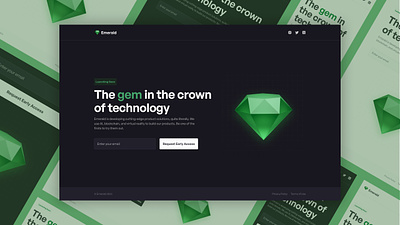 Get early access landing page dark mode diamond early access email form emerald landing page landing ui launch light mode product launch landing page splash page startup landing page themes ui