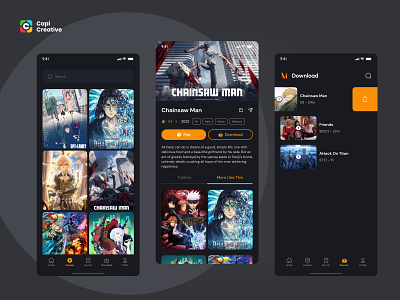 Cinema Online - Mobile App Design Concept app capi cinema cinema concept cinema online creative design mobile mobile design movie concept netflix ui ui kit