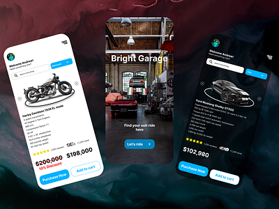 Garage Shop Concept antique app branding car club design engines garage graphic design illustration logo motorcycle retro style typography ui ux vector