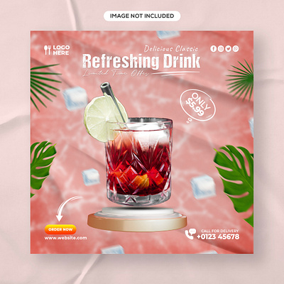Special Drink Social Media Post Banner Template red