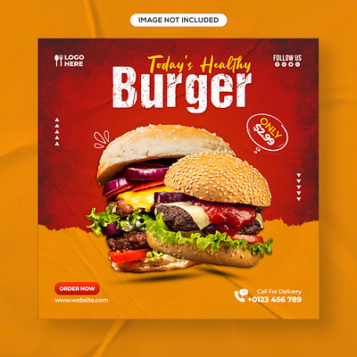 Fast Food Burger Social Media Templates graphic design restaurant