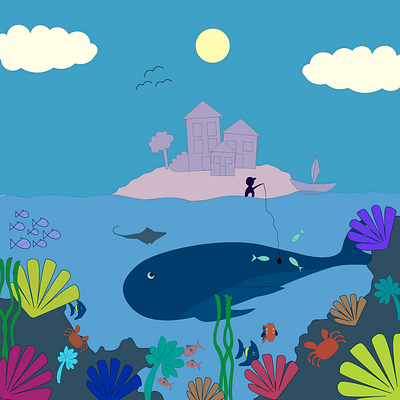 My home, the ocean. 2d animation adobe animation book illustration design digital art drawing graphic design illustration vector