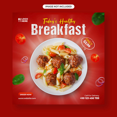 Breakfast Facebook and Instagram Post template graphic design yellow