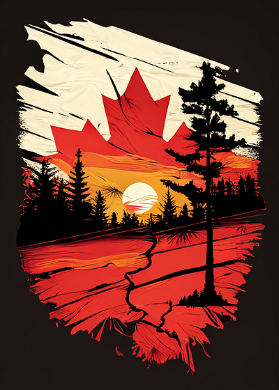 Canadian Sunset design illustration