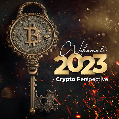 Crypto New Year 2023 2023 2024 bitcoin blockchain brand design brand identity crypto design fire flyer design gold graphic design illustration new month new year publicity