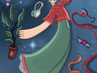 Space girl 2d 2d flat cartoon character character art character design flat flat design girl illustration procreate space