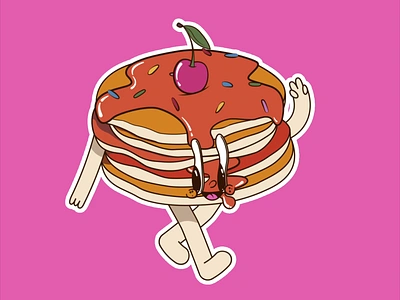 Pancakes 🥞 Walk cycle animation character cherry design graphics hello illustration limber loop motion motion graphics pancakes sirup sticker walk walk cycle walkcycle