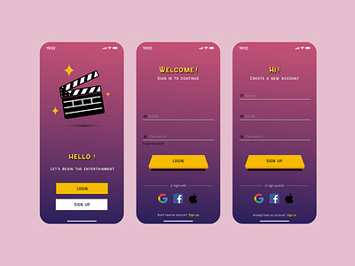 Login & Sign up Page 001 app appdesign dailyui dailyuichallenge design dribble dribblecommunity figma latestdesign login movieapp signup ticketbookingapp ui uiux ux