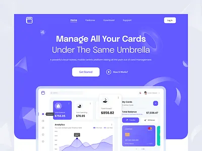 Finance Website UI app bank branding card color dashboard design illustration landingpage logo management minimal trendy ui uiux ux vector webdesign website