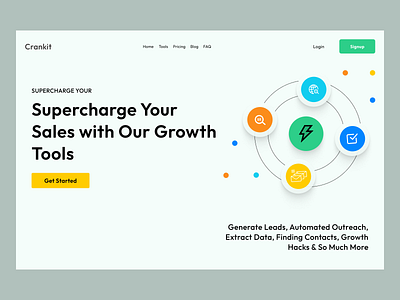 Landing page hero section for Marketing tool and Growth landing page hero section ui design