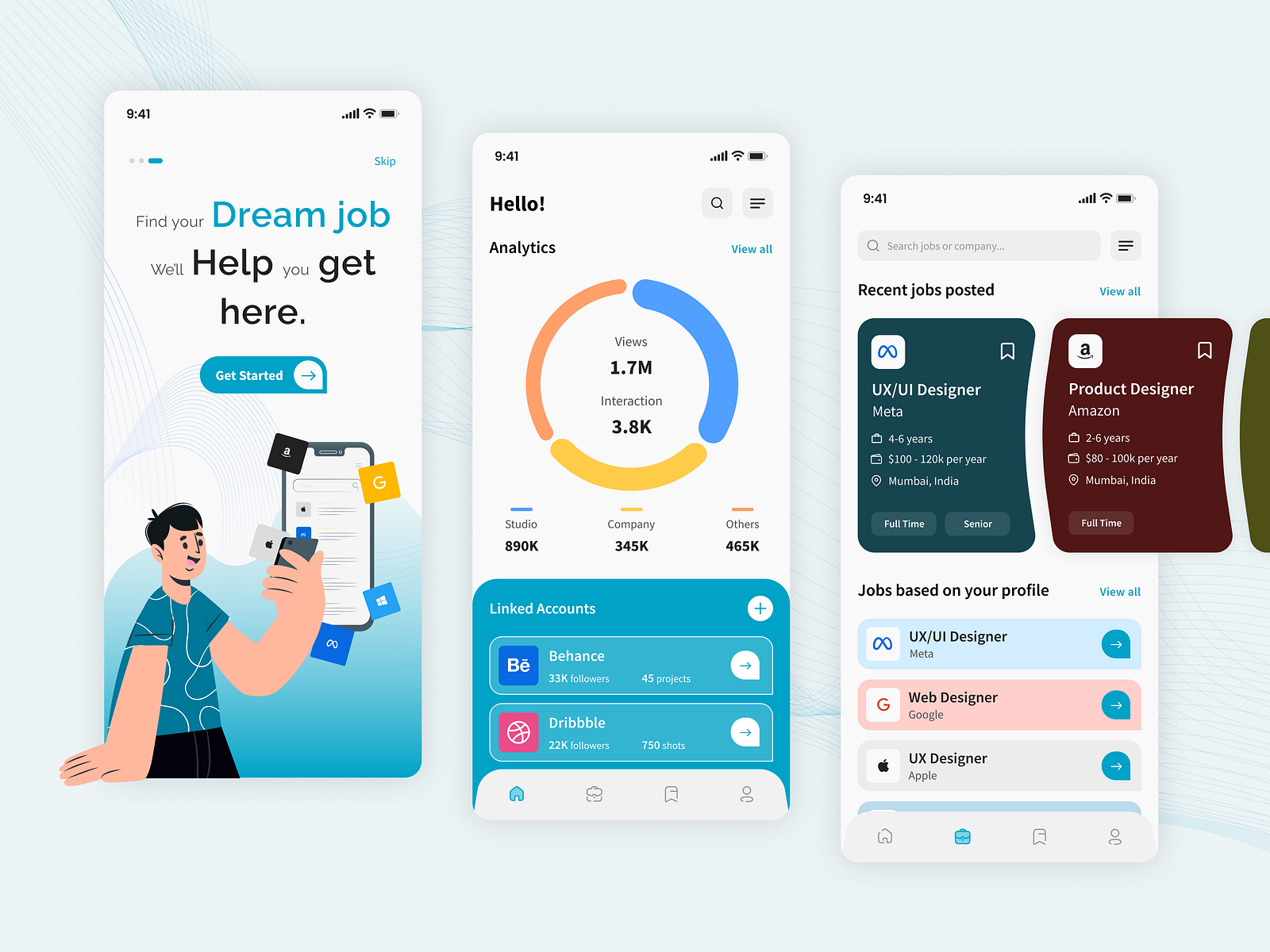 Job search mobile app by Bytecompass on Dribbble