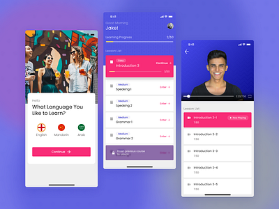 Language Course App Exploration app course dashboard ios language ui ux