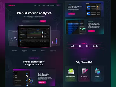 Redesign Helika - Web3 Product Analytics Website agency analytic app branding chart clean dark dark theme dashboard design digital agency landing landing page pricing product services ui ux web design website