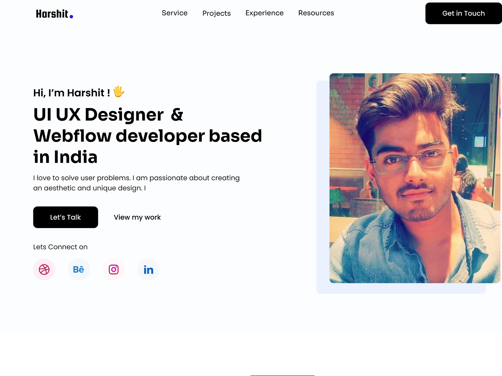 Harshit's Portfolio Website on Webflow by Harshit on Dribbble