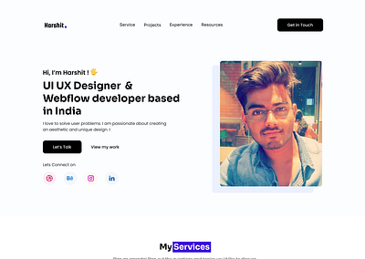 Harshit's Portfolio Website on Webflow landing page minimal portfolio website ui uiux ux web design