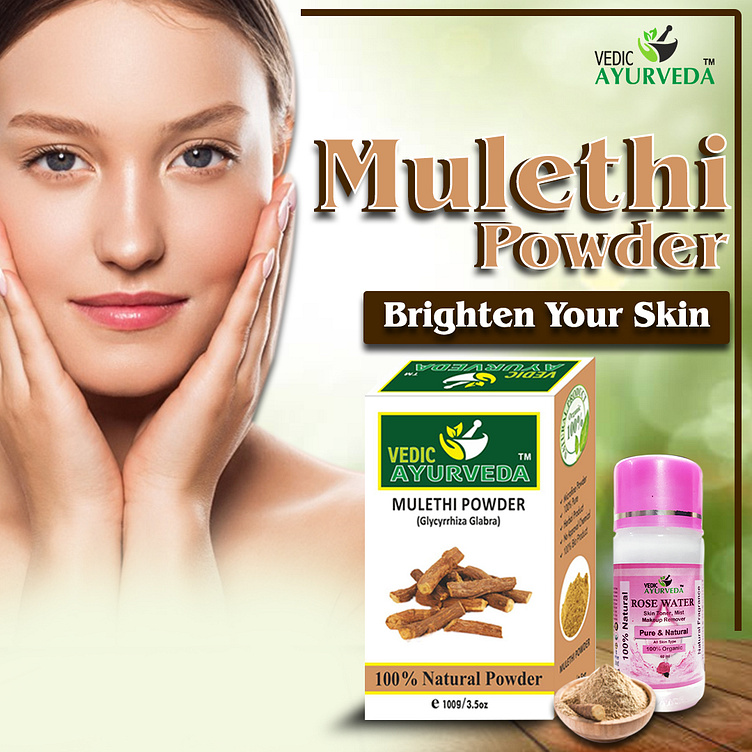 Mulethi Powder with 60ml Rose Water Skincare & Haircare by Vedic