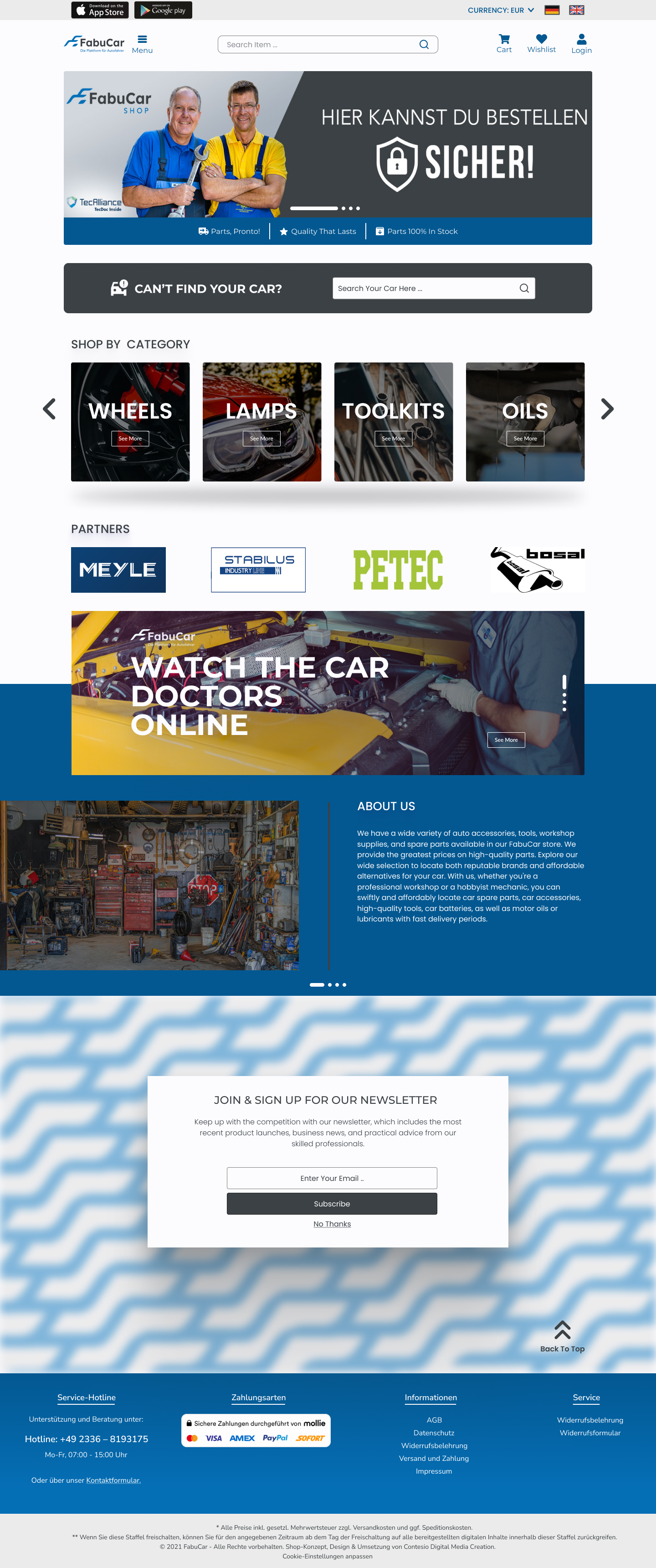 Spare parts Landing page design ui