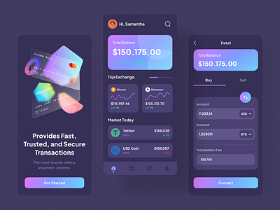 Cryptocurrency Exchange Mobile App app balance clean crypto dark mode mobile product design ui ui design uiux wallet