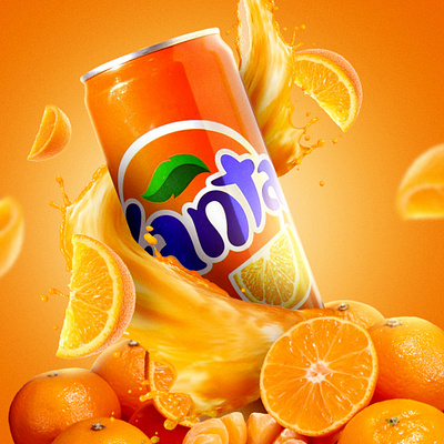 Product Manipulation Creative Ads Design fanta orange poster