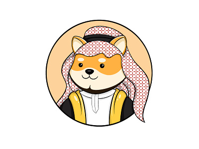 Dubai Sheikh bitcoin dog dogecoin dognft dubai dubaiamir dubaisheikh illustration mascot mascotlogo sheikh sheikhdog shiba