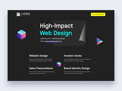 Luma Studios Website 3d graphic design landing page typography website