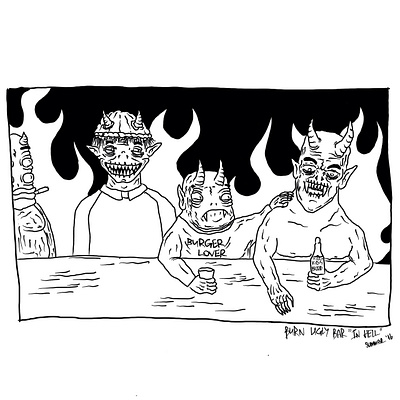 Bar in hell . illustration