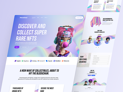 Learn about Holographic style clean design freebies holographic nft ui web website