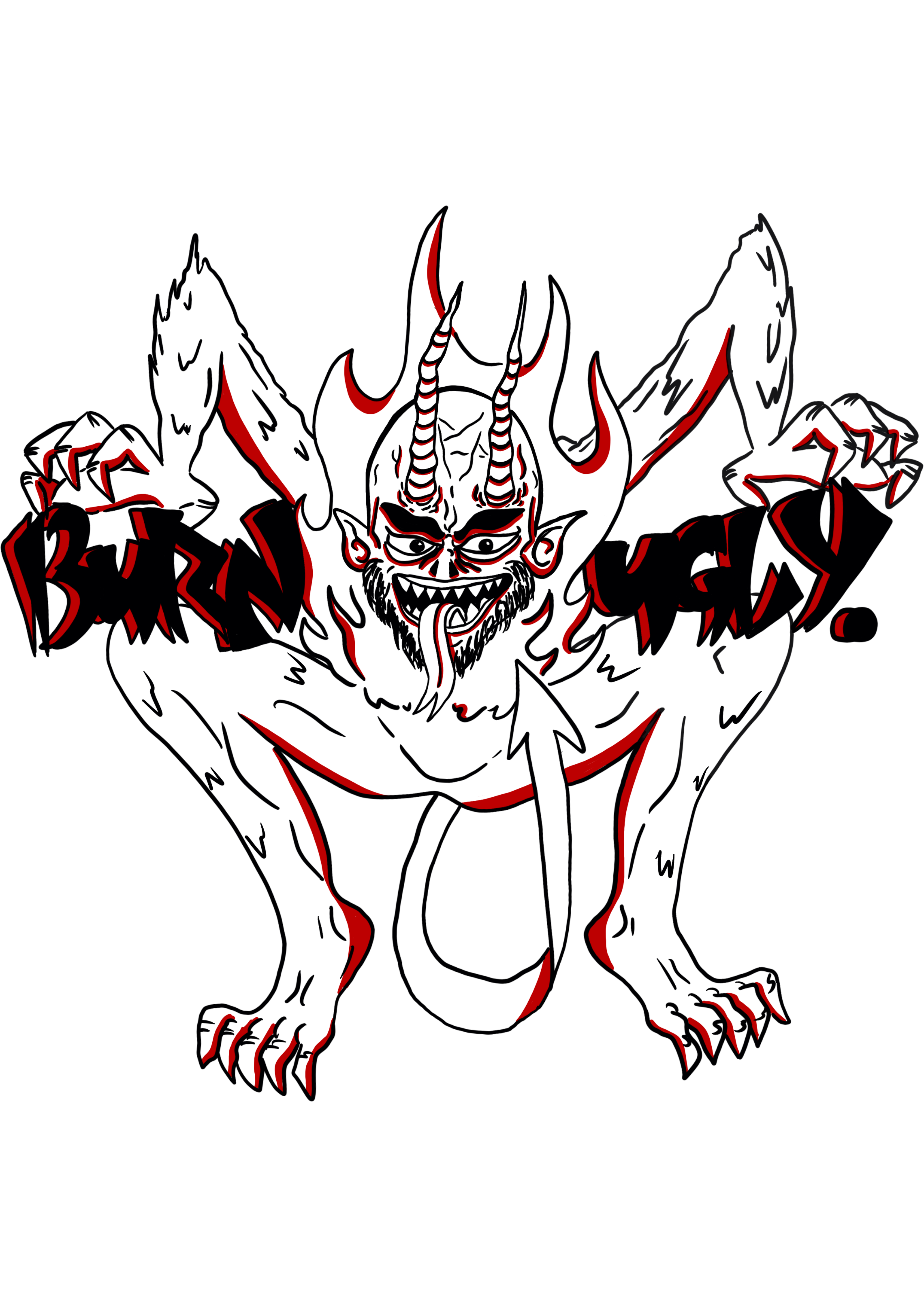 "Burn ugly" logo for T-shirt. graphic design logo print illustration