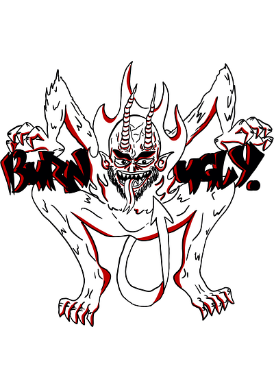 "Burn ugly" logo for T-shirt. graphic design logo print illustration