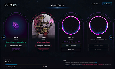 Open Doors - Win prizes clean design crypto cryptocurrency design game nfts