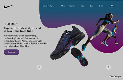 Nike landing page branding graphic design logo motion graphics ui