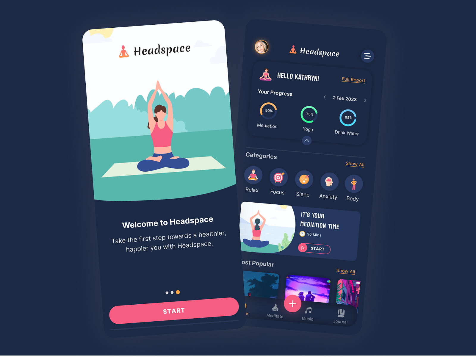 Headspace-Mobile App by Vishal Yadav on Dribbble